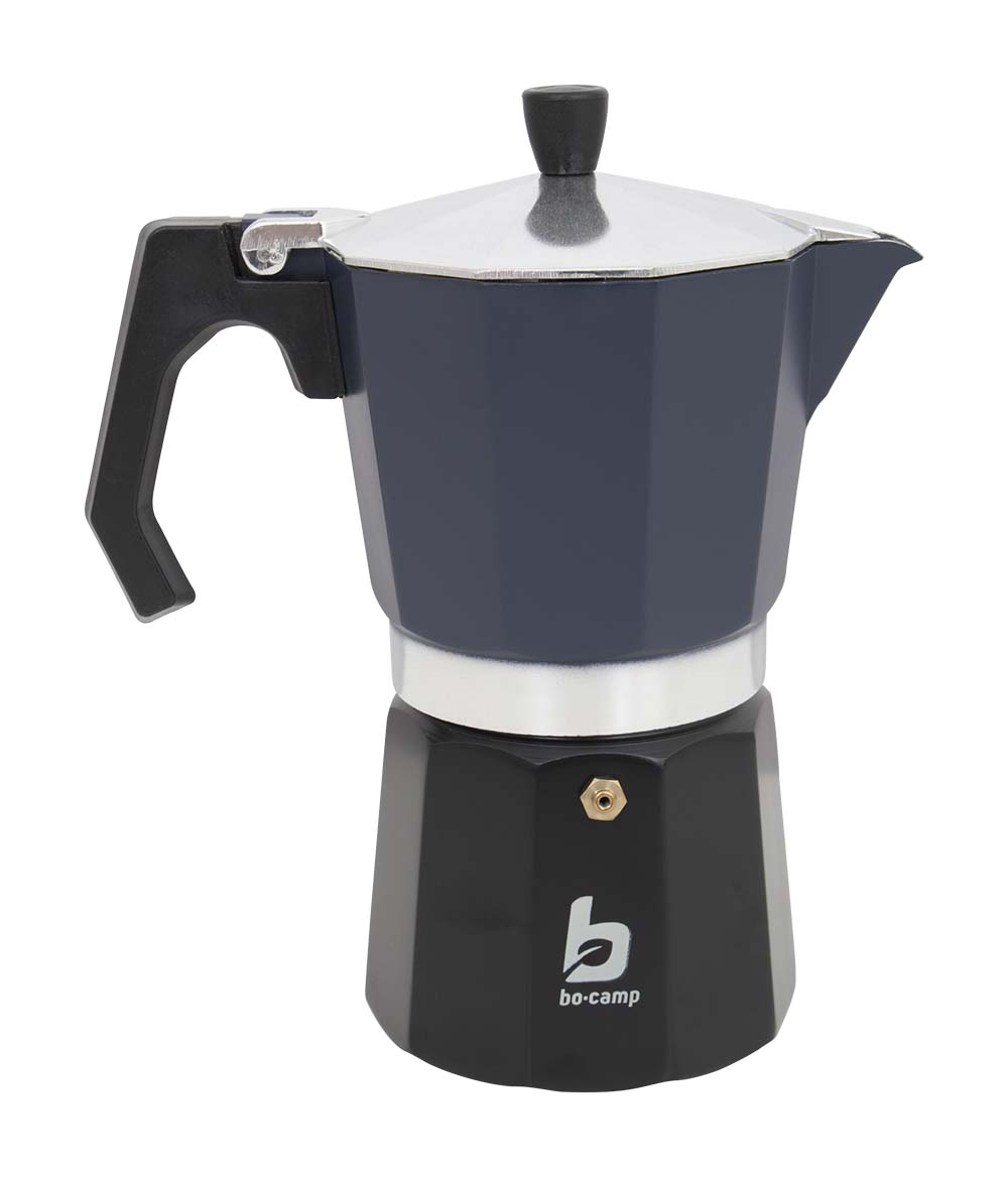 2200519 Ein moderner Kaffeekocher aus Aluminium mit industriellem Aussehen. Diese moderne Espressomaschine reicht für 6 Tassen Kaffee. Mit diesem Kaffeekocher kann in wenigen Minuten eine Tasse Kaffee aufgesetzt werden. Sie füllen das Unterteil der Espressomaschine mit Wasser, und darüber den Einsatz mit Kaffeepulver. Wenn das Wasser kocht, entsteht eine köstliche Tasse Kaffee.