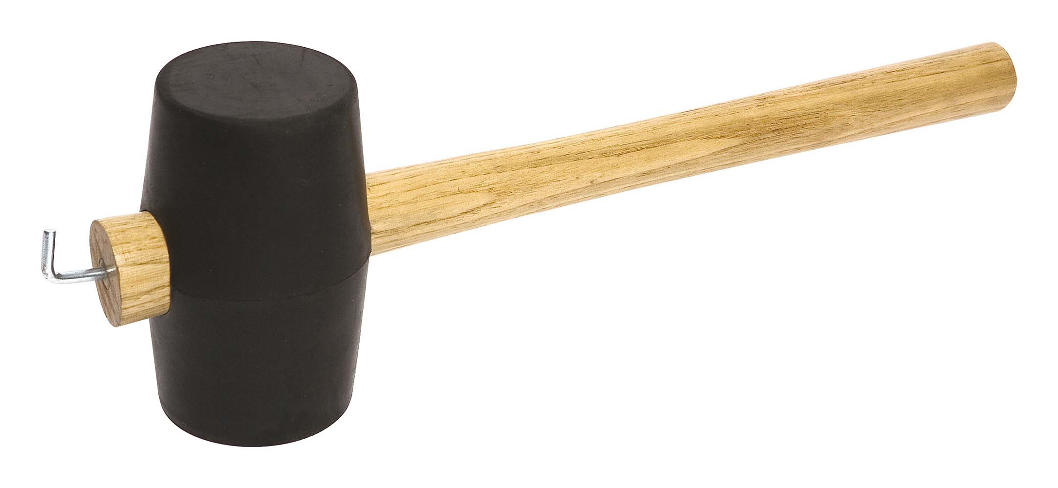 4114776 Un martillo de goma maciza. Equipado con un mango de madera con un fuerte carrete en el extremo.