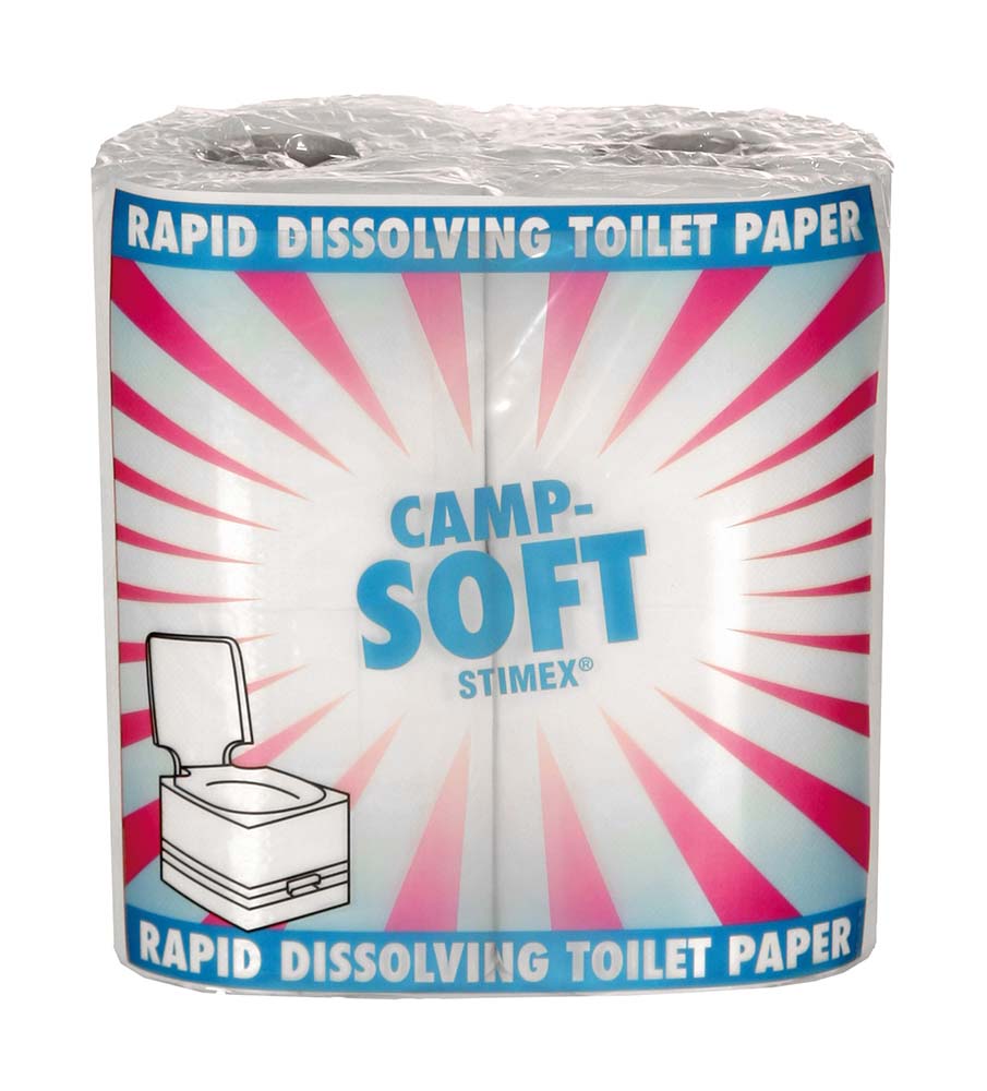 5506015 Environmentally friendly toilet paper for on the go 4 Roll with fast dissolving toilet paper for all portable toilets. Because the toilet paper dissolves blockages and damages to the waste tank are avoided. Ideal in combination with Camp Blue and Camp Flush toilet liquids.