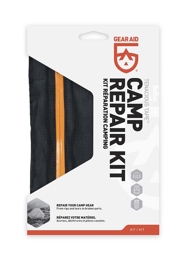 5713095 This handy kit contains 19 essential repair supplies. Excellent for repairing pinholes/burning holes, sealing leaking seams and much more. This kit is perfect for any backpacking equipment. 6 transparent tape patches, 2 black nylon patches, Seam Grip WP, applicator brush, alcohol wipes, zippers, adjustable buckle, Ellipse Cable Lock and shock cable. With instructions.