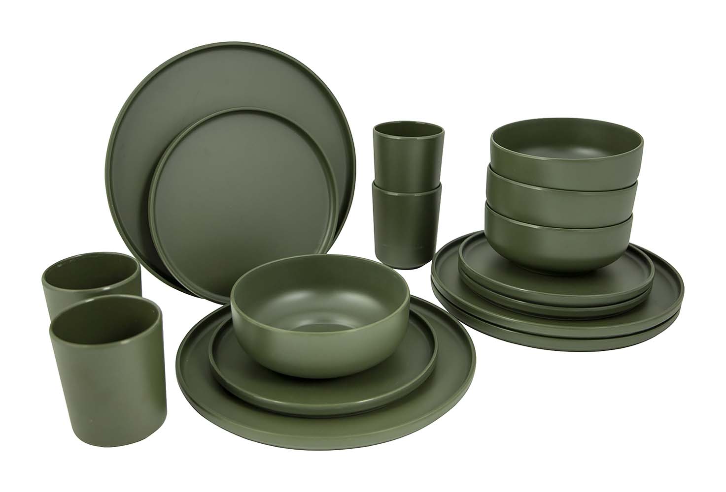 6181452 Bo-Camp - Industrial collection - Tableware - Patom - Melamine - 16 Pieces - Green