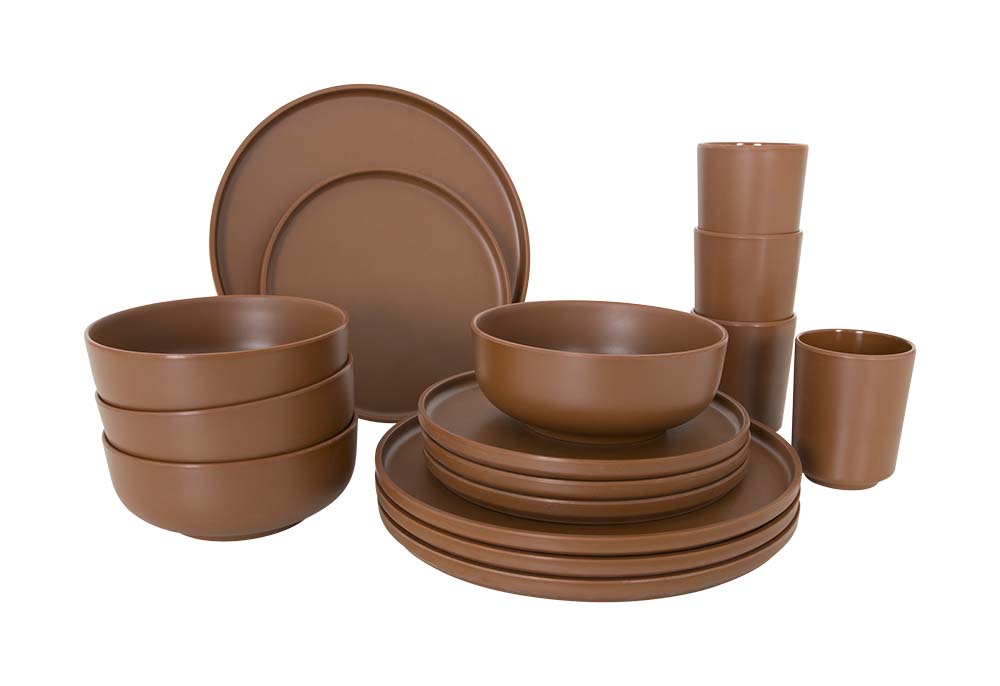 Bo-Camp - Industrial collection - Tableware - Patom - Melamine - 16 Pieces - Terra