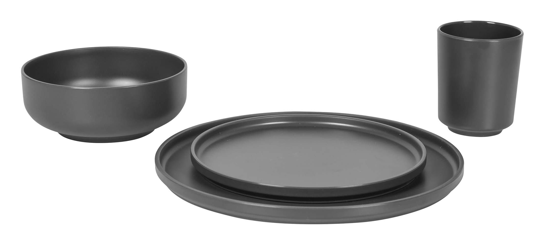 Bo-Camp - Industrial collection - Tableware - Patom - Melamine - 16 Pieces - Anthracite detail 3