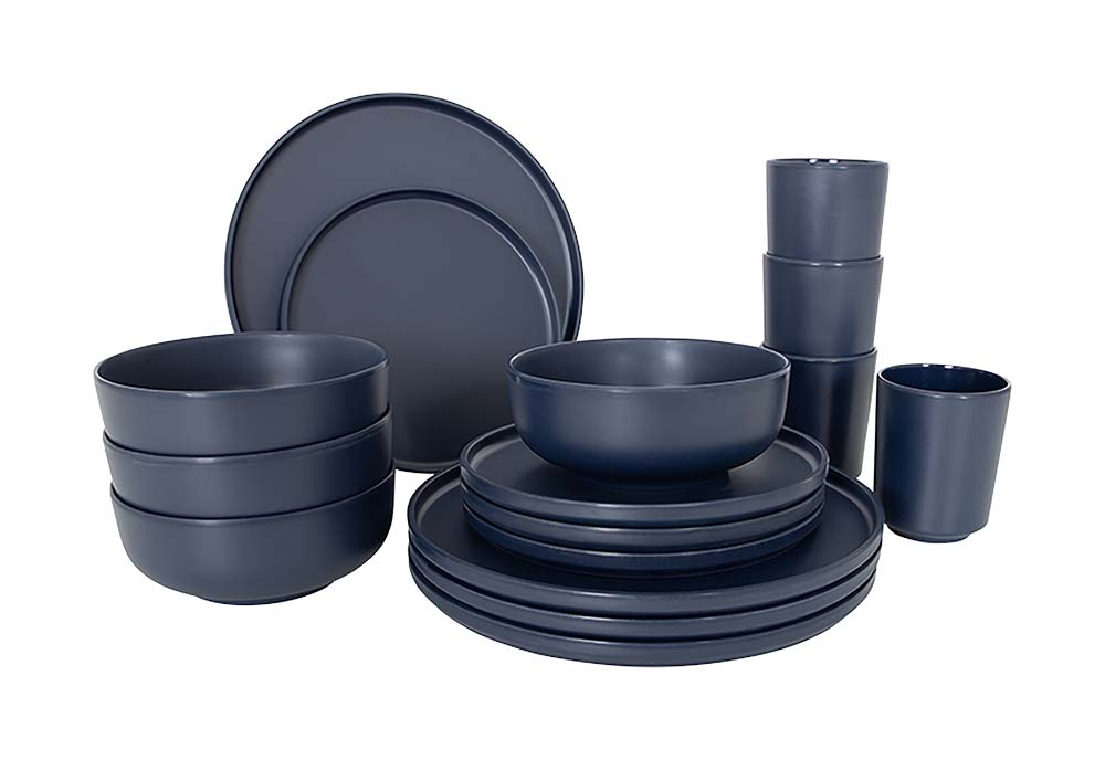 Bo-Camp - Industrial collection - Tableware - Patom - Melamine - 16 Pieces - Blue