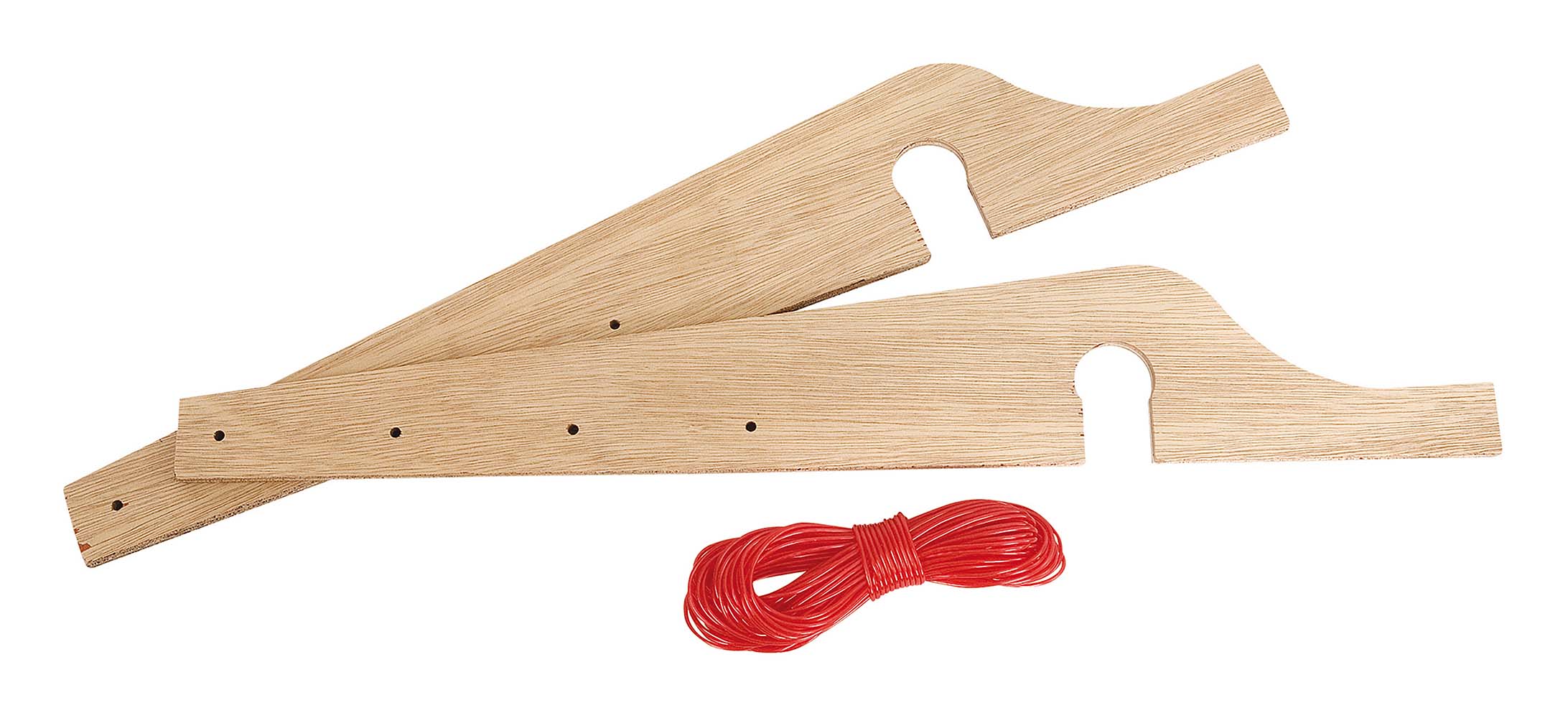 6415175 Clothesline set for caravan. Suitable for horizontal mounting on caravan handles. Contains 2 watertight glued wooden holders and 20 metres of plastic clothesline.