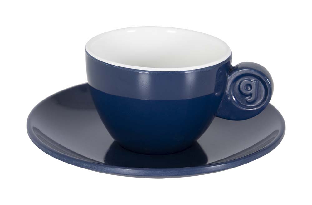 6914162 Gimex - Solid Line - Espresso set - Blauw & Wit - 85 ml - 2 Pieces