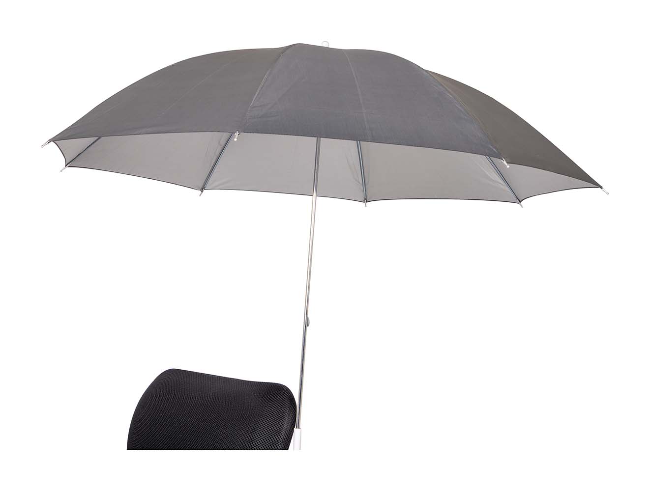 7267280 Een praktische stoelparasol. Deze stevige parasol heeft een gegalvaniseerd stalen frame, een verchroomde steel en luxe 170T polyester stof. Door middel van een klem is de parasol snel en eenvoudig te bevestigen op de gewenste locatie. Maximale diameter voor bevestiging is 2,5 cm. Biedt bescherming tegen schadelijke zonnestraling.Een praktische stoelparasol die gemakkelijk is mee te nemen. Deze stevige parasol is voorzien van een gegalvaniseerd stalen frame, een verchroomde steel en luxe 170T polyester stof. Door middel van een klem is de parasol snel en eenvoudig te bevestigen op bijna elke stoel. De maximale dikte voor bevestiging is 2,5 cm. Bovendien voorzien van een zilvercoating voor extra UV wering.