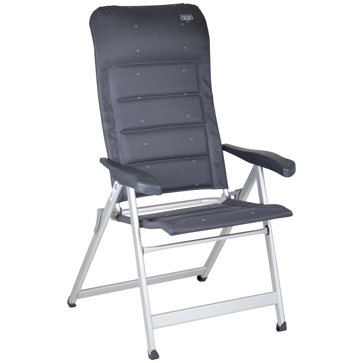 1149077 Esta exclusiva Silla de posiciones es una de las mas compactas del mercado (¡solo 10 cm de grosor!).  Esta Silla ofrece el máximo confort gracias a su respaldo reclinable en 7 posiciones y el tejido acolchado Deluxe. Además, el respaldo y reposabrazos son ergonómicos. La Silla tiene estructura anodizada en H para mayor estabilidad y solidez. Asiento extra ancho: 51 cm, profundidad:  42 cm, y altura: 49 cm, longitud de respaldo: 78cm . Debido a su diseño único esta silla es muy compacta y por lo tanto fácil de transportar  (114x67x10 cm). Carga máxima: 140 kilos.