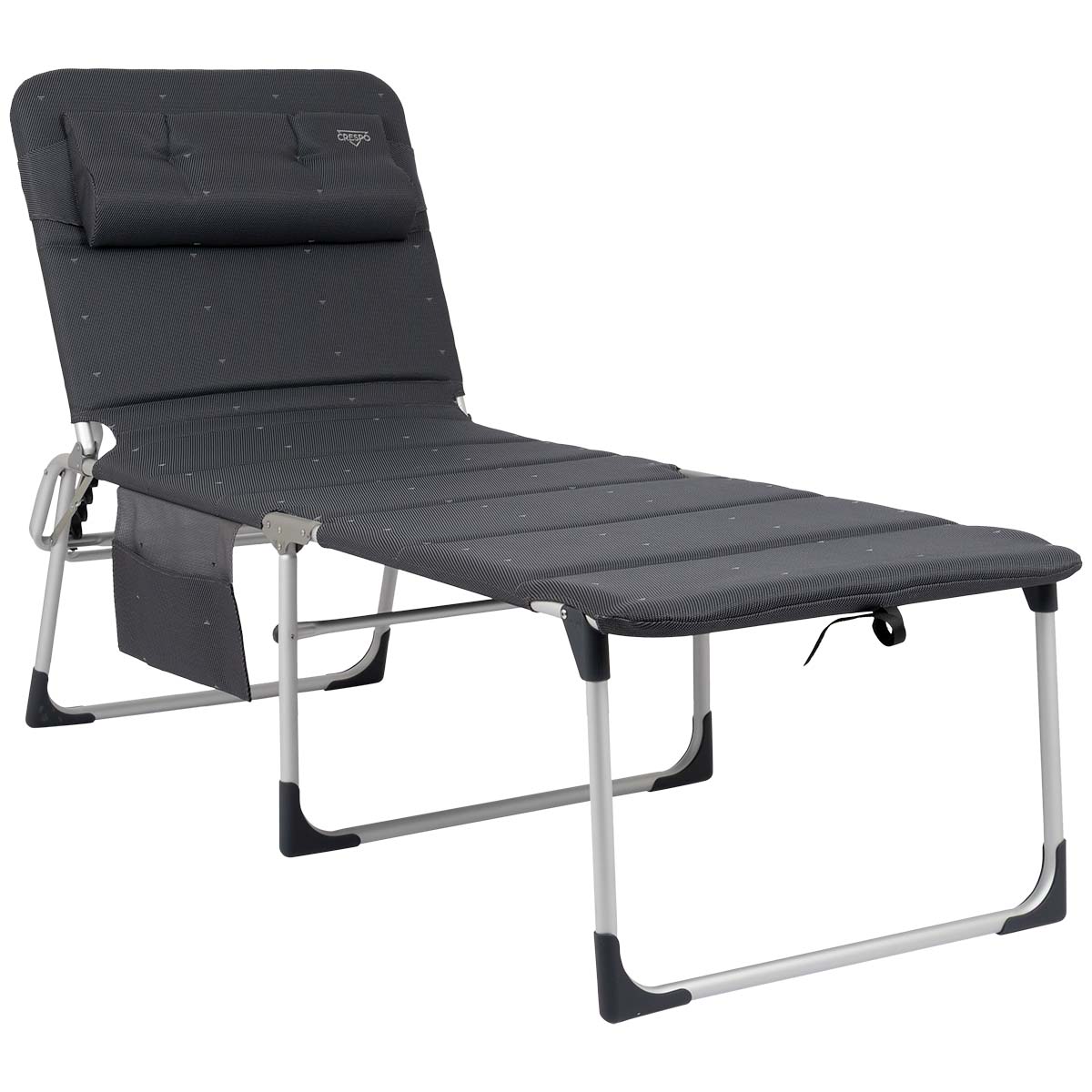 1149389 Een zeer comfortabel en extra hoog ligbed. Dit bed is volledig gepolsterd en voorzien van een hoofdkussen voor een maximaal lig comfort. Door de open celstructuur houdt het gepolsterde doek geen vocht vast. De leuning van dit ligbed is in 5 standen verstelbaar en dit ligbed biedt optimaal comfort door de elastiek bevestiging van het doek. Daarnaast is dit ligbed extra breed, extra lang en extra hoog voor een makkelijke in- en uitstap. Na gebruik zeer plat opvouwbaar.