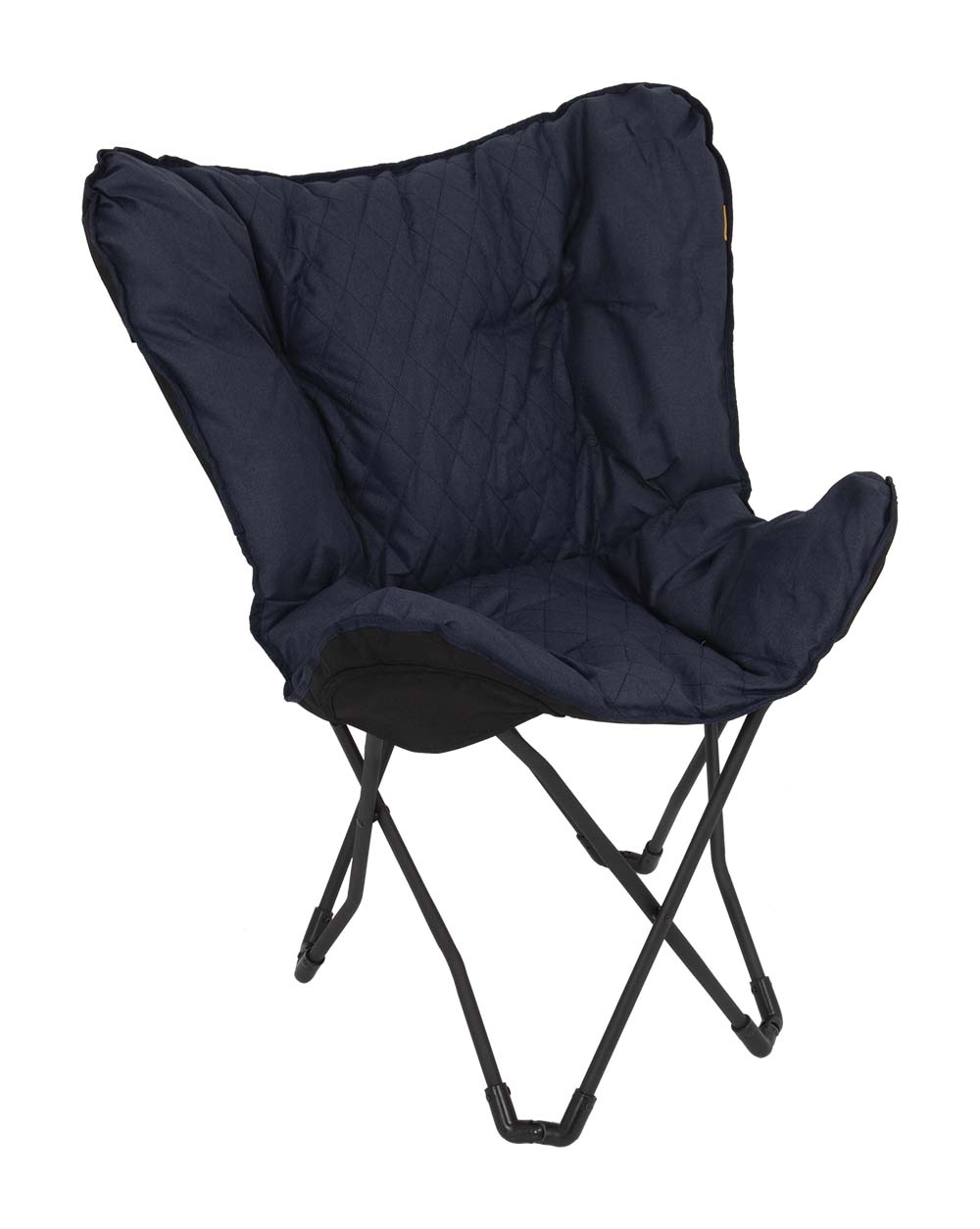 1200330 "Een 'must-have' vlinderstoel. Deze luxe stoel is voorzien van een gestikt patroon. Zeer comfortabel door de gepolsterde Cationic stof en de brede en diepe zit. Het stalen frame is eenvoudig in te klappen waardoor de stoel makkelijk mee te nemen is, inclusief draagtas. Een ideale stoel voor in de tuin of op de camping, maar ook op het balkon en in de woonkamer."