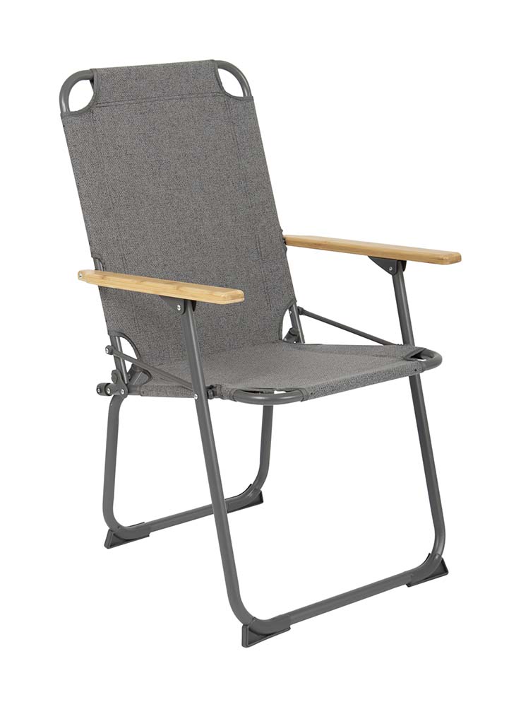 1211876 "Ein moderner und sehr kompakter Klappstuhl. Ein Stuhl, der Design, Komfort und Funktionalität vereint. Verfügt über ein robustes Nika gewebe mit Leinenoptik, einen leichten Aluminiumrahmen und stilvolle Armlehnen. Ein idealer Stuhl für den Campingplatz, aber auch für den Strand, den Park, den Balkon oder das Wohnzimmer. Der Stuhl verfügt über zusätzliche Stabilisatoren und eine """"Sicherheitssperre"""" gegen ungewolltes Zusammenklappen. Kompakt zu transportieren."
