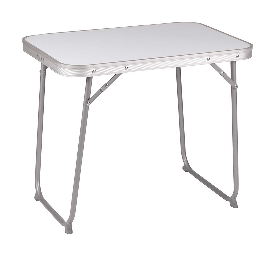 1404425 Ein kompakter Tisch. Der Campingtisch besteht aus einem Stahlrahmen und einer MDF-Platte. Zudem verfügt der Tisch über extra Stabilisatoren. Einfach einklappbar und kompakt zu lagern. Eingeklappt (LxBxH): 60x40x5 cm.