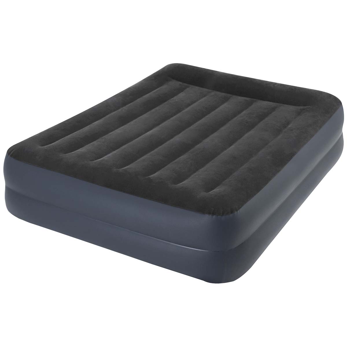 3264124 A luxurious double layer 2 person air mattress. This mattress is inflated in 3 minutes with the built-in electric pump. Because of the extremely soft and water repellent top layer, and integrated pillow this air mattress provides a high level of comfort. The mattress is also extra sturdy and strong because of the use of Dura-Beam® dividers. The dividers have been replaced by thousands of rock-solid polyester threads, so the dividers can no longer break. Comes in a handy carry bag.