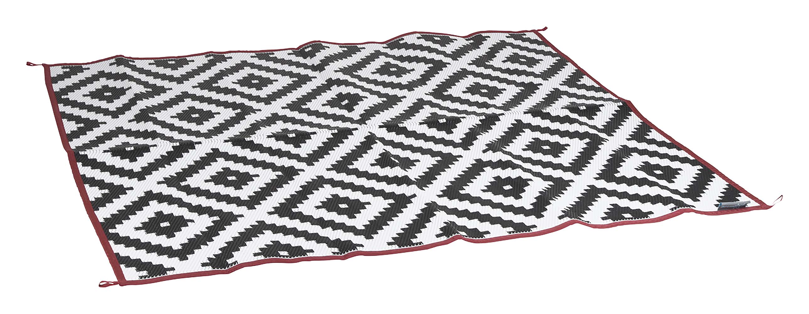 4271025 Una alfombra muy elegante. Decorado por 2 lados, por lo que este paño se puede utilizar por ambos lados. La alfombra es impermeable y resistente al moho, por lo que es ideal como manta de picnic, en la tienda (delantera), debajo del porche, en la playa, en el jardín o en el parque. Fabricado en polipropileno 100% ligero y de alta calidad de 380 gr/m². Esta alfombra tiene una vida útil prolongada gracias al tratamiento UV. Viene en una práctica bolsa de transporte.