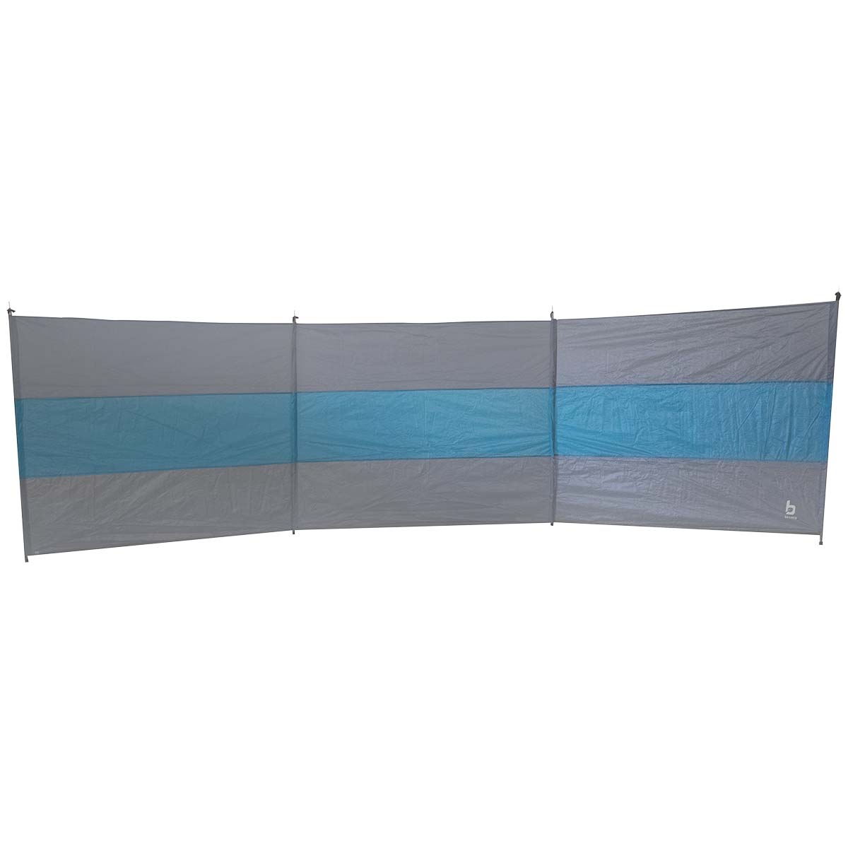 4367620 A stylish 3 part wind screen. Ideal against the wind, the sun or to keep things out of sight. Because the wind screen consists of 3 parts, the angle can be adjusted to any situation. The screen has a modern look. Supplied with a carry bag, guy ropes and pegs.