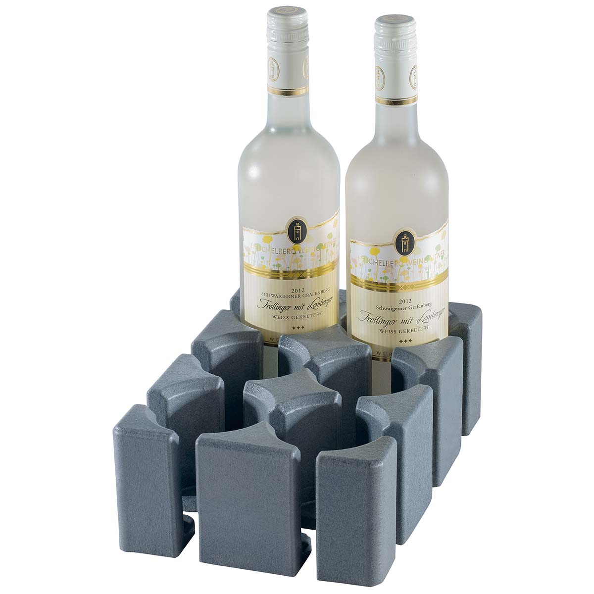 5313105 A module for the very efficient organising of drawers. With these modules your bottles will be properly secured during a trip. The modules can be easily attached to the velour/Velcro mat. Suitable for 6 bottles.