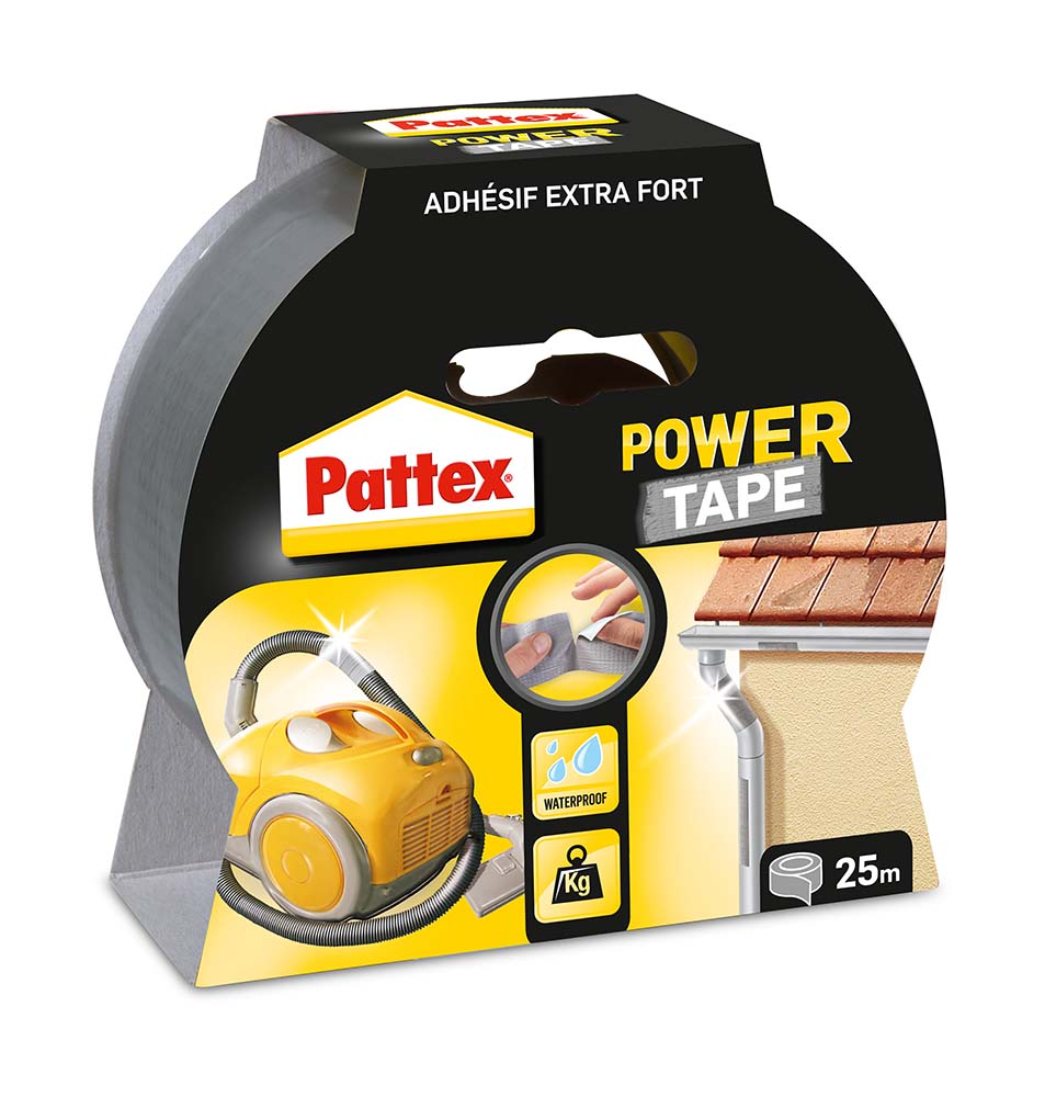 5712193 Pattex Power tape voor als het echt vast moet zitten. De tape is geschikt voor 1001 toepassingen binnen- en buitenshuis en daarnaast supersterk en bestand tegen water- en luchtdruk. Scharen zijn overbodig want Pattex Power Tape kan met de hand worden afgescheurd!