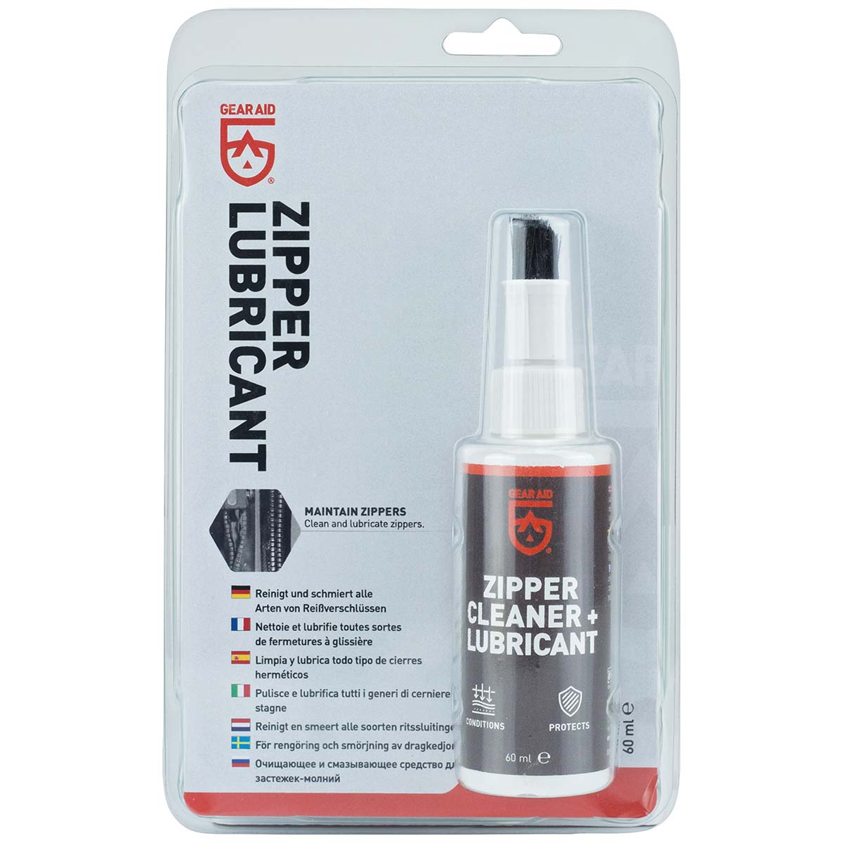 5713054 Zip Care is the ultimate maintenance tool for plastic, nylon and metal zips. Thanks to the unique brush tip, the cleaning agent can be applied between the teeth to remove harmful dirt, sand and salt that can clog the zip.