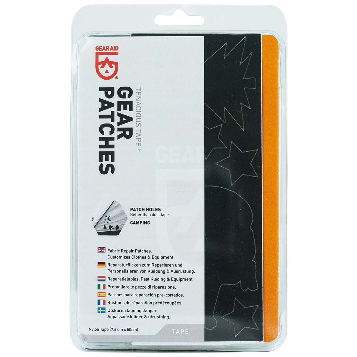 5713055 A set with various repair patches. These patches all have camping or animal related forms for an extra fun repair. Ideal for repairing clothes, tents or other surfaces. The repair patches are self-adhesive and easy to apply.