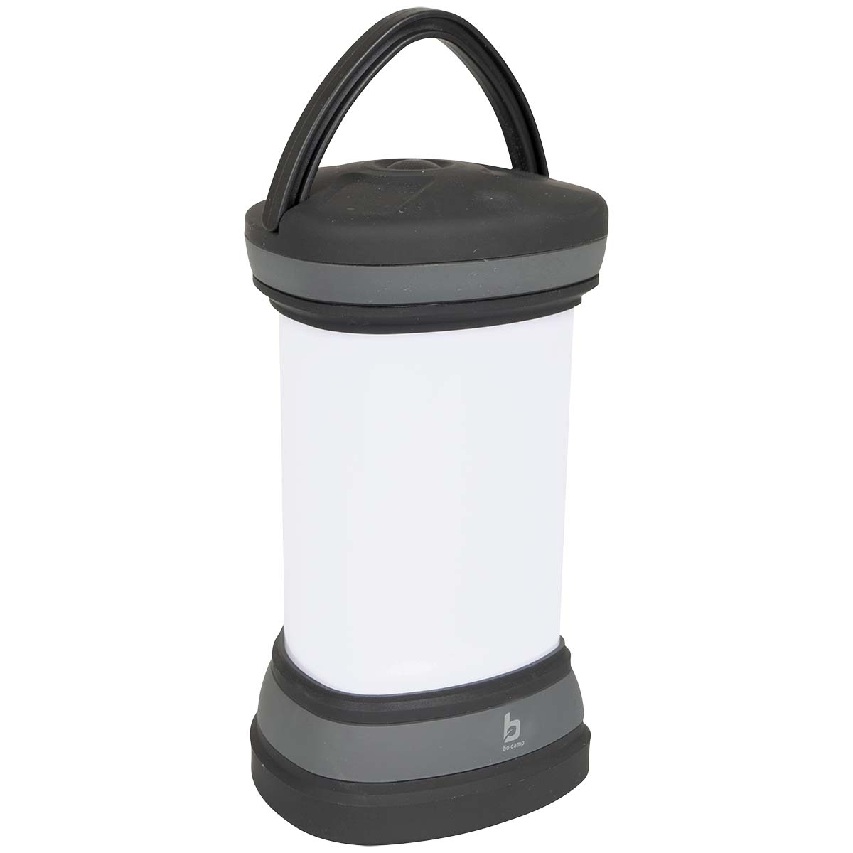 5818895 "A stylish and compact table lantern. This triangular lamp can be mounted in many locations using the mounting hook. This lamp can also be used in a standing position. The high power LED lighting can is steplessly adjustable. The non-slip 'rubberised' housing provides good grip and matte white cap for a warm light colour. Works with 3x AAA batteries (not included). Light Output: 15-180 lumen"