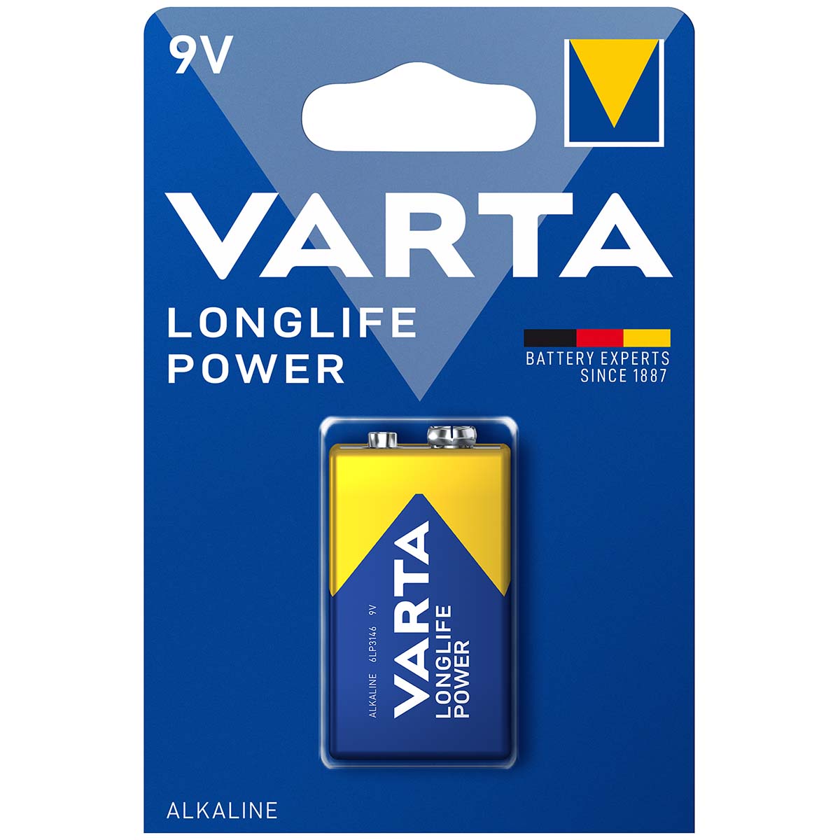 5919215 High Energy Alkaline E block battery. Powerful energy for equipment with a flexible high power requirement. With a guaranteed storage time of 10 years. 9 Volt.