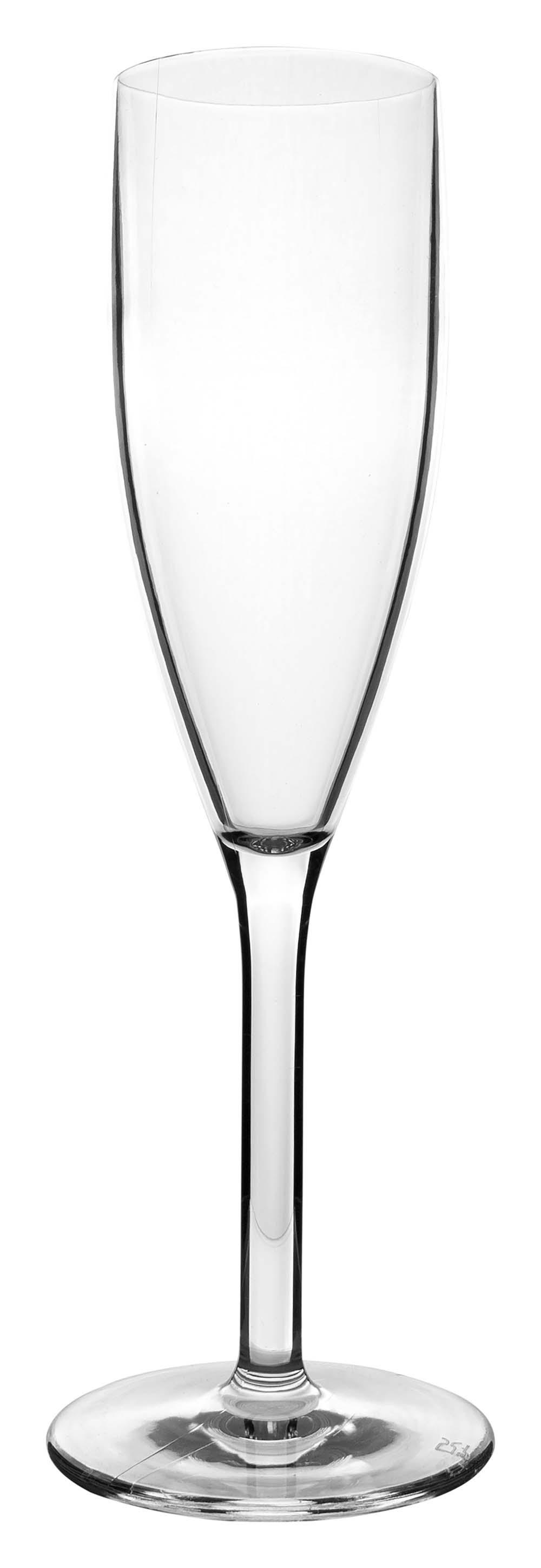 6101437 An extra sturdy and luxurious champagne glass. Made of 100% polycarbonate. This makes the glass almost unbreakable, light weight and scratch proof. The glass is also dishwasher safe.