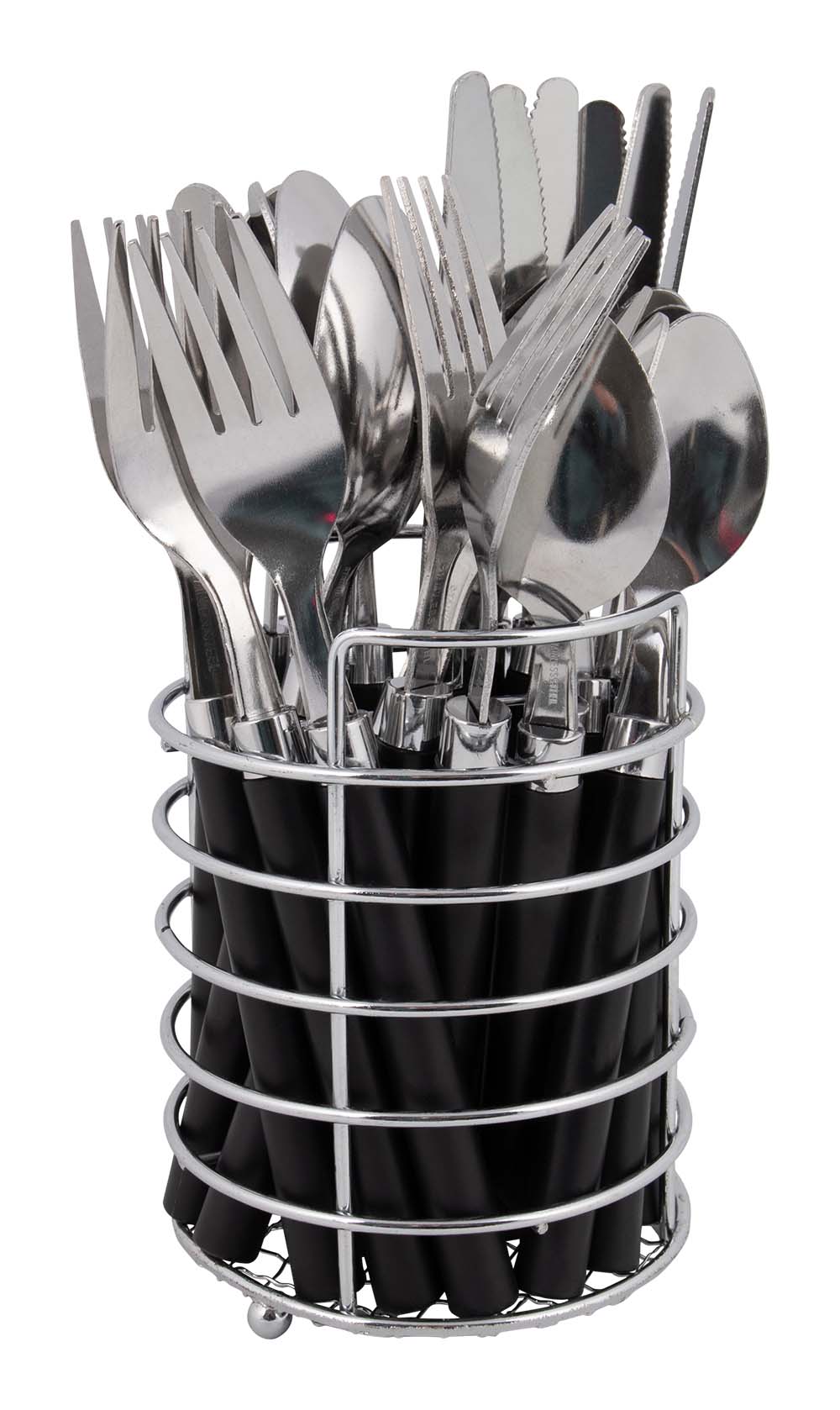 6102108 Bo-Camp - Cutlery set - With basket - RVS - 24 Pieces - 6 Persons - Black