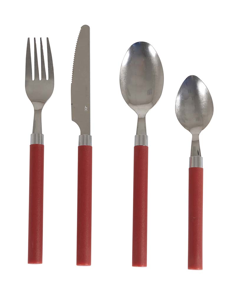 6102113 Bo-Camp - Cutlery set - RVS - 4 Pieces - 1 Person - Red