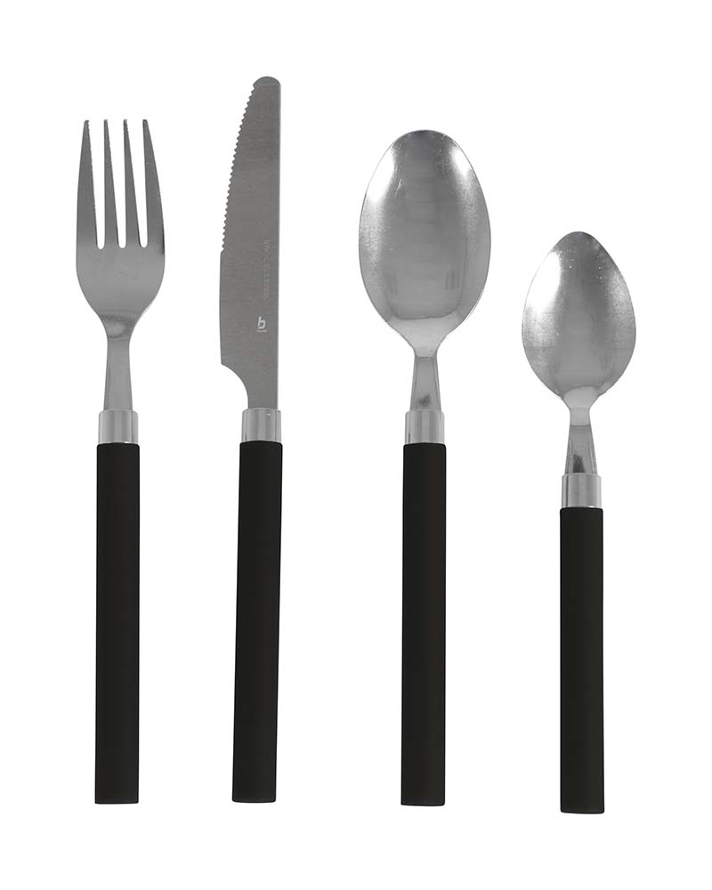 6102118 Bo-Camp - Cutlery set - RVS - 4 Pieces - 1 Person - Black