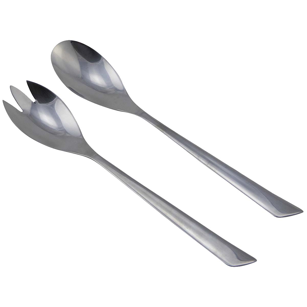 6102224 This silver salad cutlery gives your table a stylish look. The cutlery has a high-quality finish and is made of stainless steel. It is a 2-piece set and is dishwasher safe. Use this silver set for camping, at home or in the garden. Also the cutlery is easy to use!