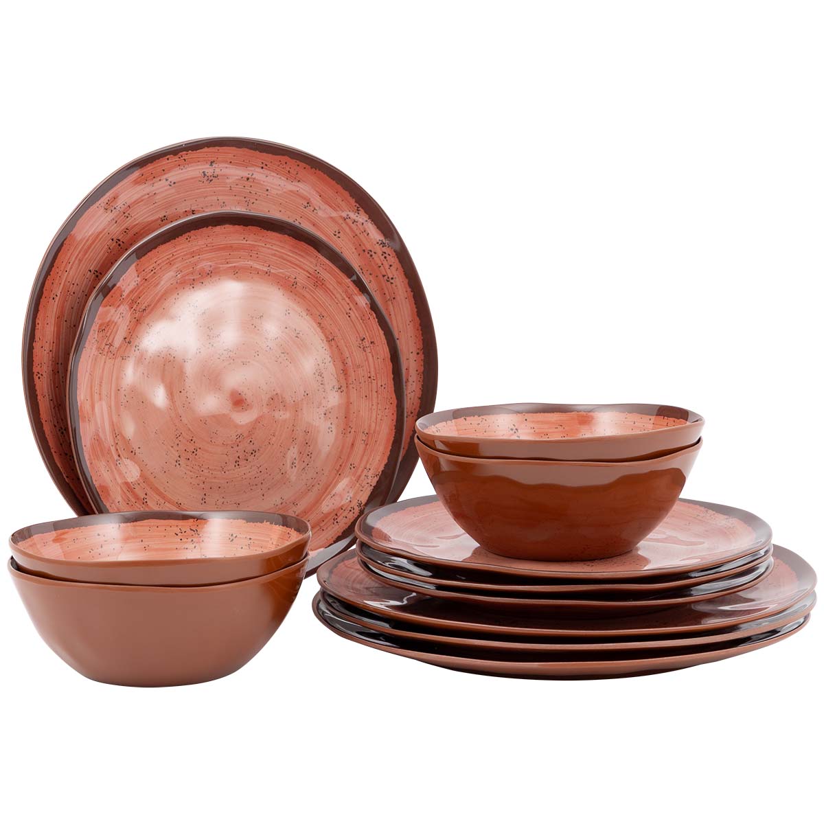6181393 Bo-Camp - Tableware set - Halo - 12 Pieces - Melamine - Clay