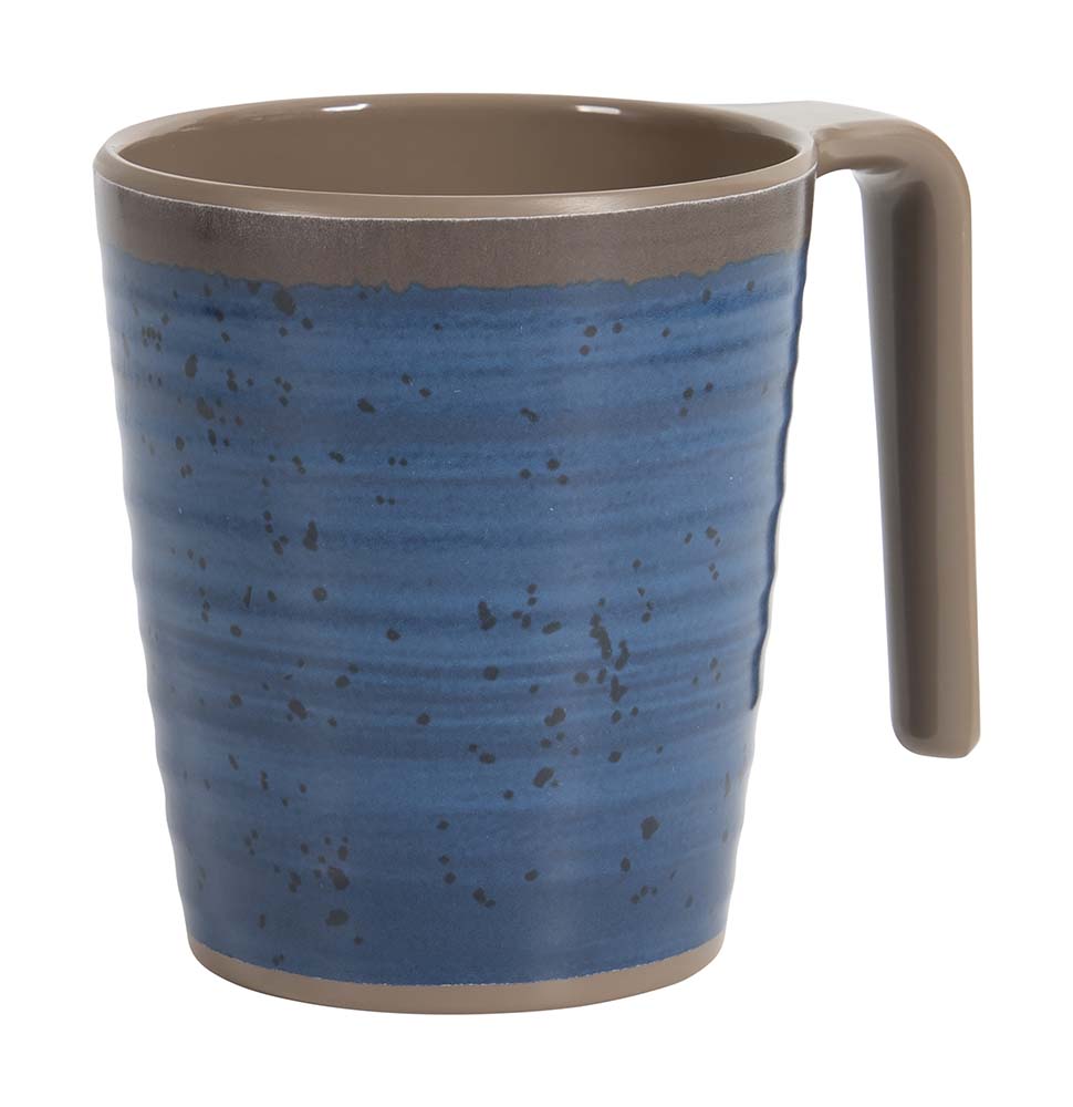 6181404 Our Halo products feature a stylish design. The blue mugs have a beautiful natural look. Besides the beautiful design, the mugs are very light and sturdy. The mugs are ideal for camping as it is virtually unbreakable, shatterproof and scratch-resistant. The mugs can also be used perfectly at home. The material is made of high quality 100% melamine and is dishwasher safe and food approved. These mugs fits perfectly with the 12-piece Bo-Camp Halo dinnerware set.