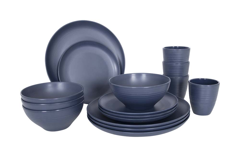 6181448 Bo-Camp - Industrial collection - Tableware - Orville - Melamine - 16 Pieces - Blue