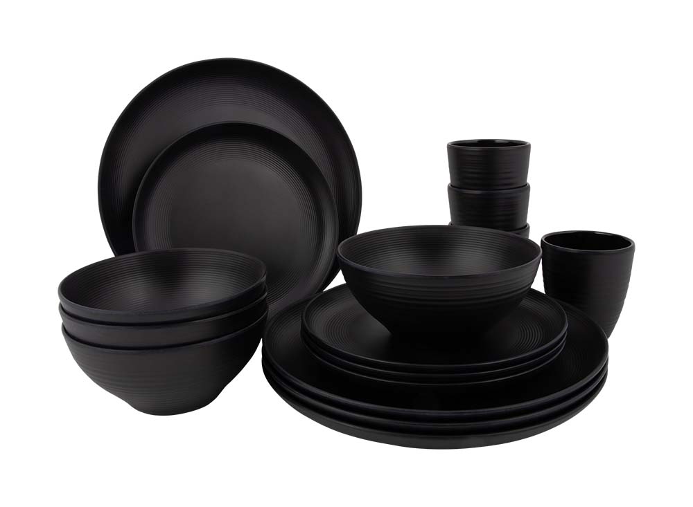 6181450 Bo-Camp - Industrial collection - Tableware - Orville - Melamine - 16 Pieces - Black