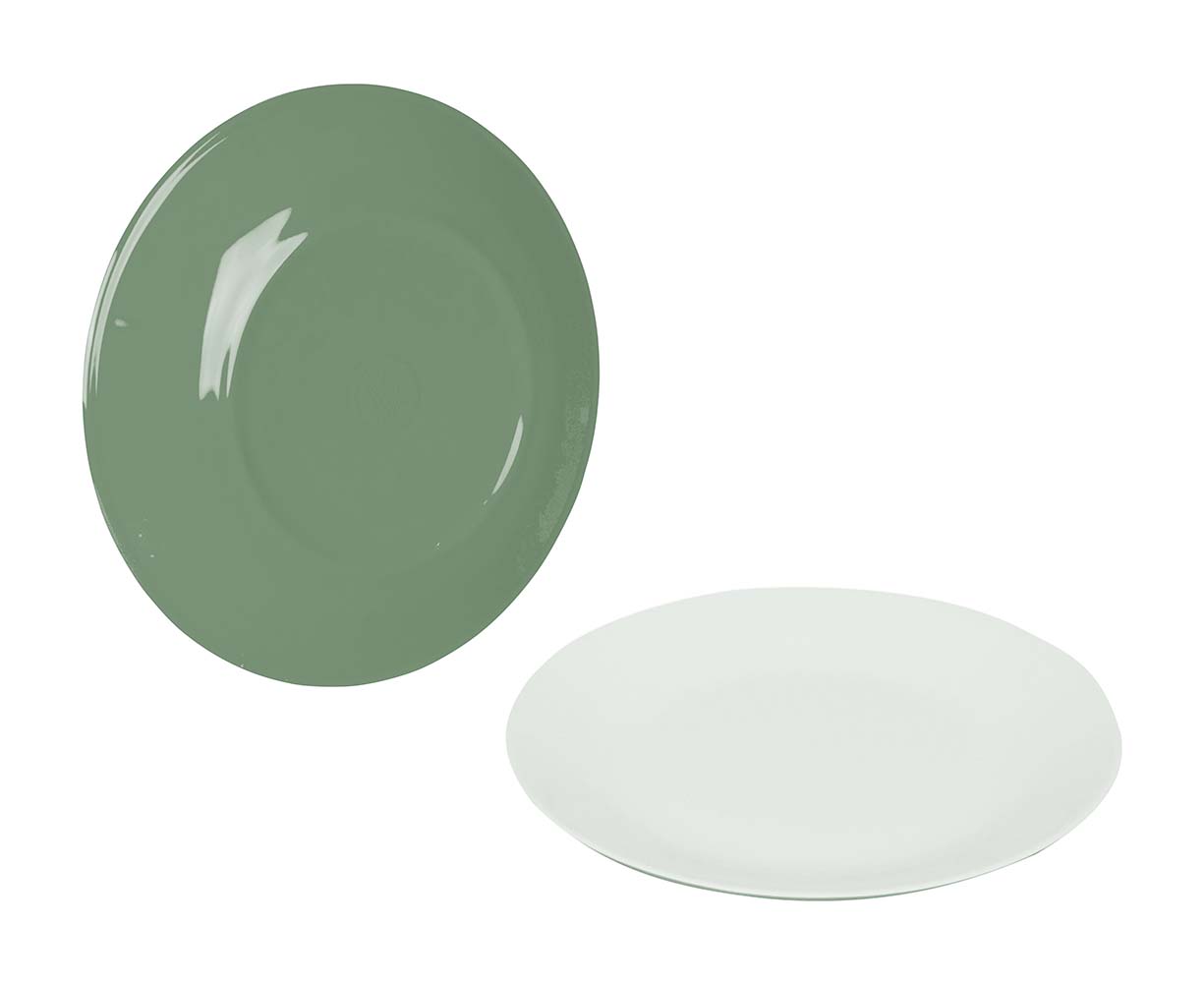 6181571 Bo-Camp - Frühstücksteller - Zweifarbig - Melamin - 4 Stück - Grün