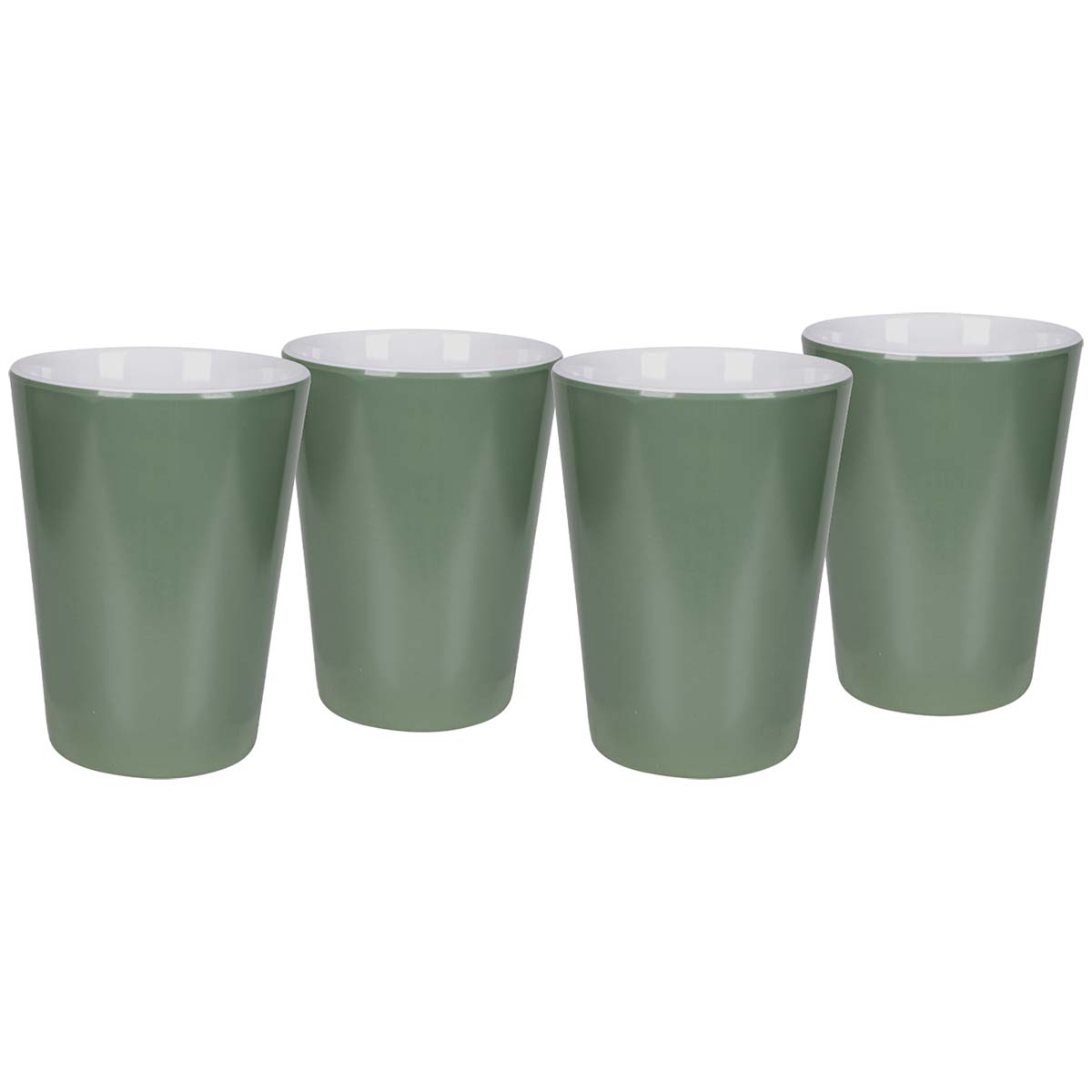 6181578 Met deze trendy beker ben je van alle gemakken voorzien. De groene bekers zijn voorzien van een stijlvol design. Het is een lichtgewicht beker en kan dus gemakkelijk meegenomen worden. Daarnaast zijn de bekers vrijwel onbreekbaar, breukbestendig en kwaswerend. Ideaal voor kampeerders, maar ook thuis goed te gebruiken. De set bestaat uit 4 bekers van hoogwaardig 100% melamine. De mokken zijn vaatwasmachinebestendig en food approved.