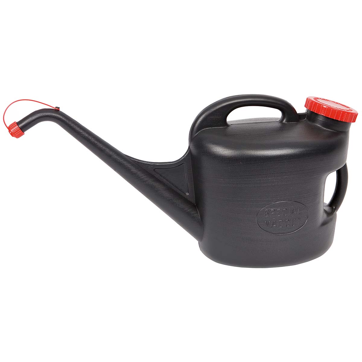 6603200 "A practical top-up watering can. This watering can is suitable for refilling your caravan's water tank, among other things. The curved spout makes refilling easy and prevents spillage. The large inlet ensures that filling the can is effortless, and thanks to the two handles (top and side), the can is easy to lift."