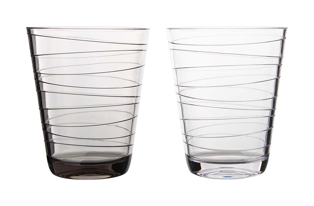 6966946 A stylish water glass from the Linea line collection with a striped design. Virtually unbreakable due to high quality SAN material. Consists of a set of 2 pieces. Very easy to clean and long-lasting, which makes the glass very durable. In addition, the water glass is very lightweight and scratch resistant. Capacity: 300 ml.