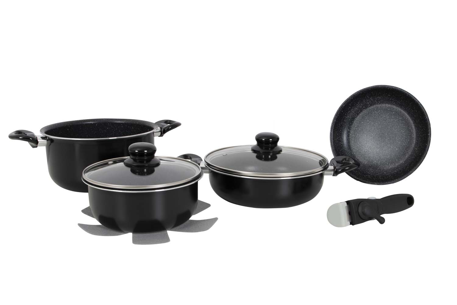 6977222 Gimex - Cookware - Induction - Black - 7 Pieces