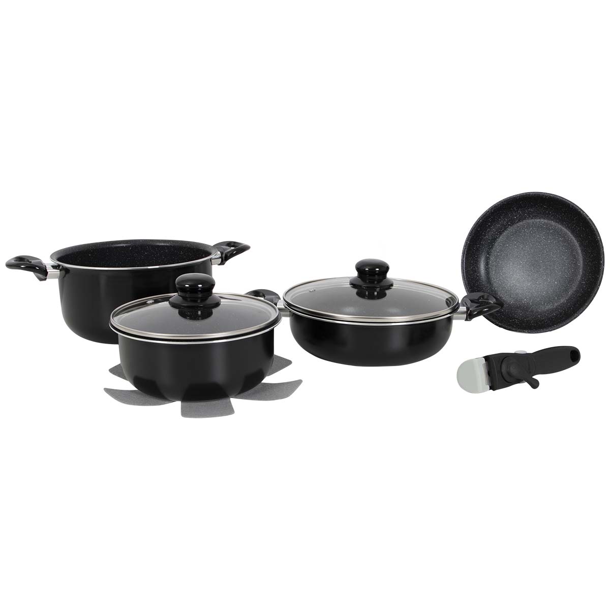 6977222 Gimex - Cookware - Induction - Black - 7 Pieces