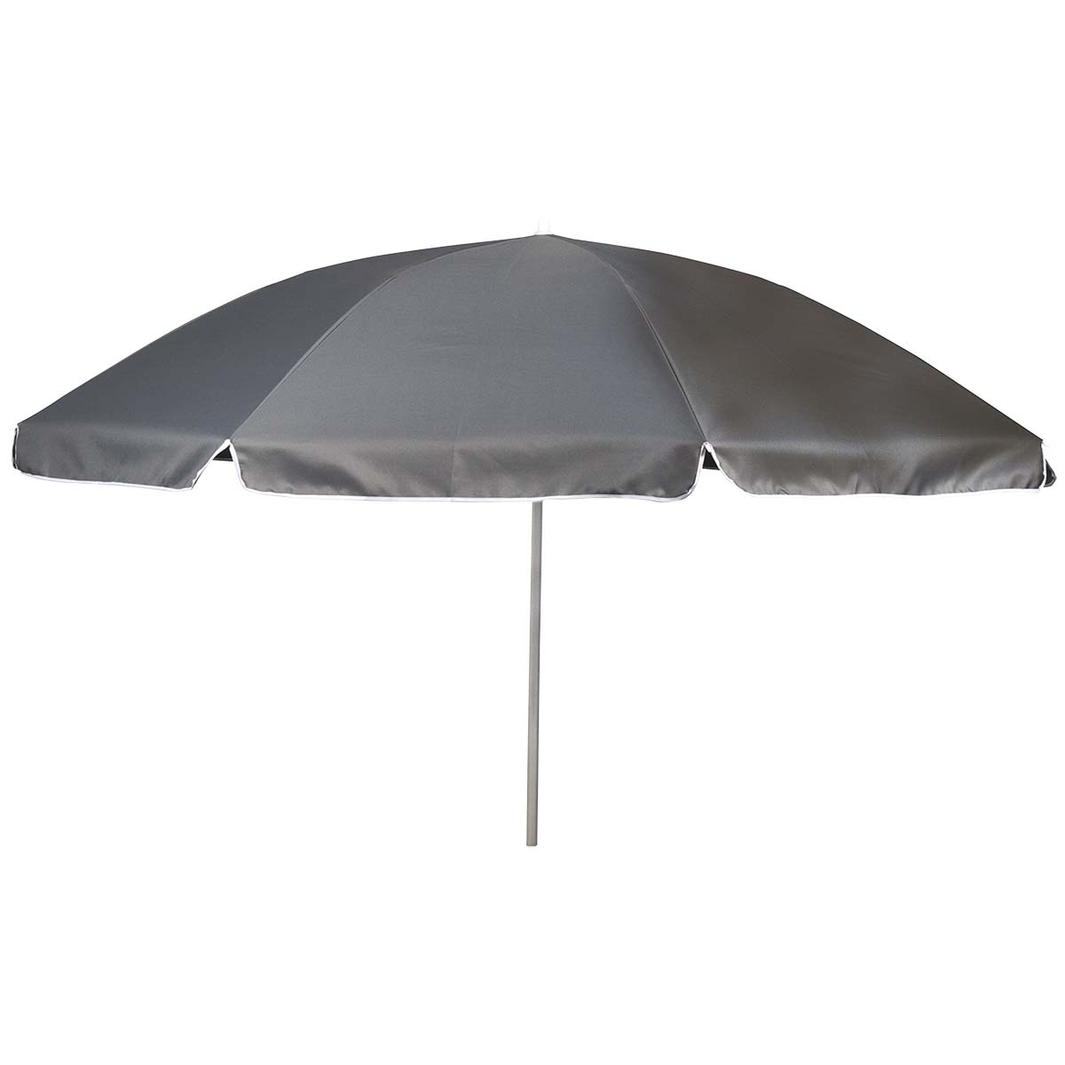 7267247 Een stevige parasol met stalen frame. Het 160 gr/m² polyester doek biedt bescherming tegen schadelijke zonnestraling. De steel is in hoogte verstelbaar en voorzien van een knikarm zodat het doek richting de zon kan worden gebogen. De steel van de parasol heeft een diameter van 25 millimeter.