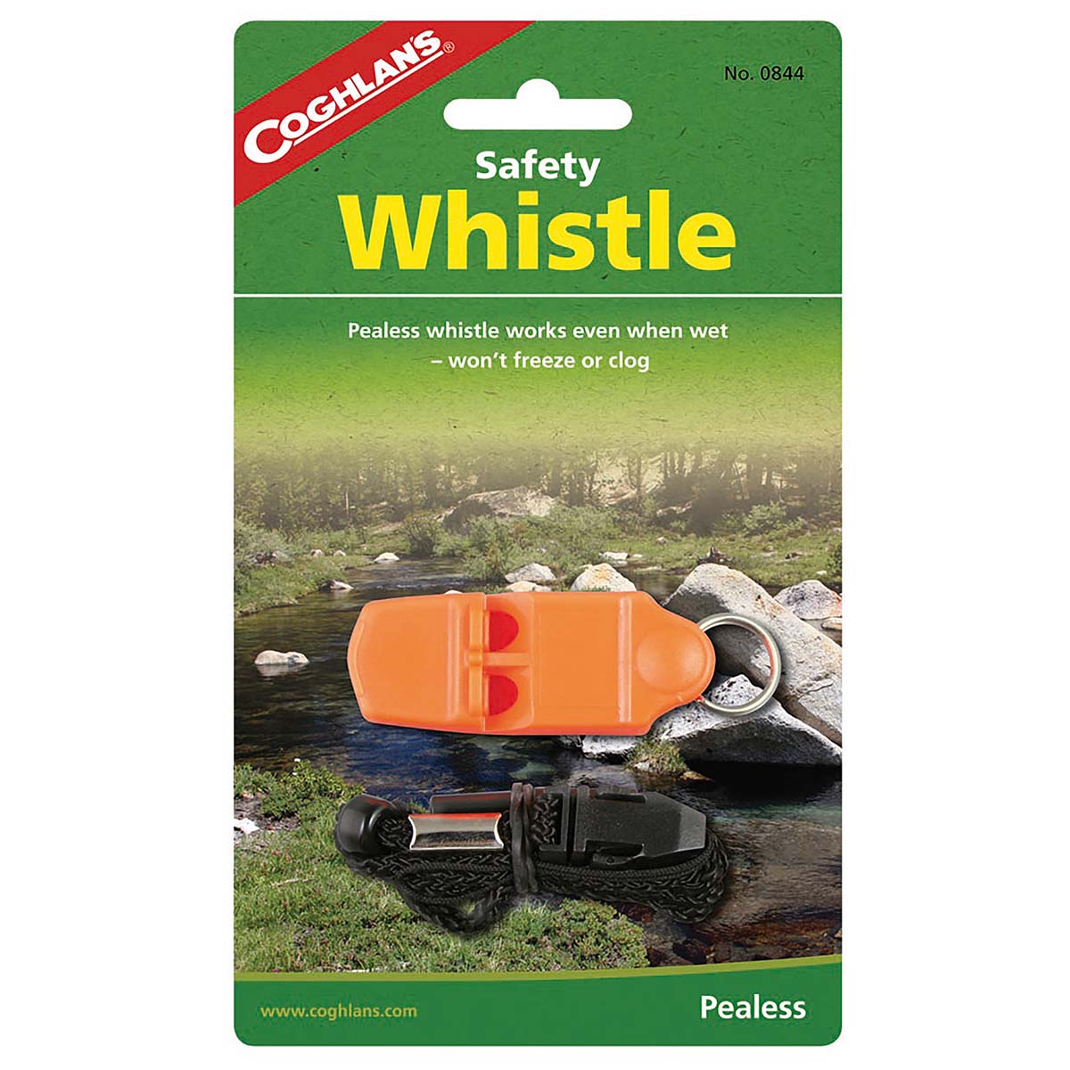 7690844 A remarkable safety whistle. Handy for emergencies. Always works, even if it is wet. The whistle mechanism can not freeze and has a bright orange colour. To wear with the included lanyard.