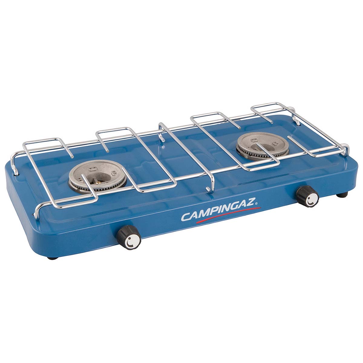 8809597 A compact and practical set. Features two adjustable burners of 1600 W each. Allowing for a cooking time of 7.30 minutes for 1 litre. This cooker takes up minimal space when transporting. Can be used in conjunction with the R907 Campingaz (burning time: 12 hours (+/- 30 minutes).